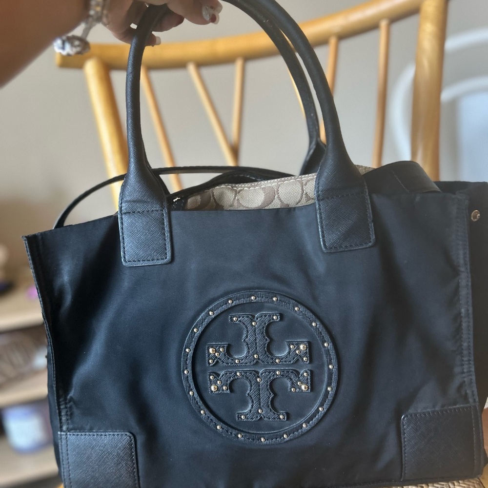 Tory Burch Black Pebbled Leather Tote